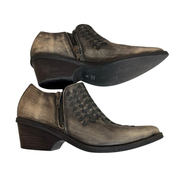 Free People Leather Woven Pointed Toe Ankle Booties | Made in Portugal | Size 37 - Picture 4 of 10